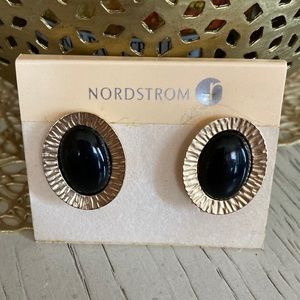 Nordstrom Black and gold clip earrings